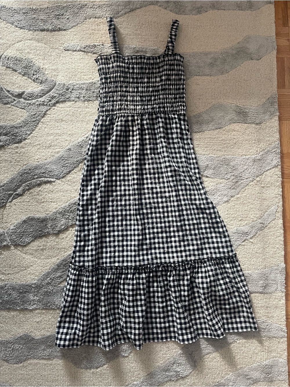 H&M Black & White Gingham Smocked Dress
